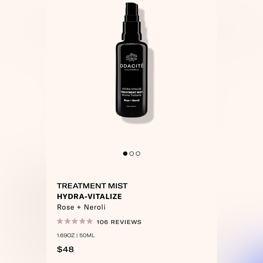 NIB ODACITE HYDRA VITALIZE treatment mist Rose + Neroli
